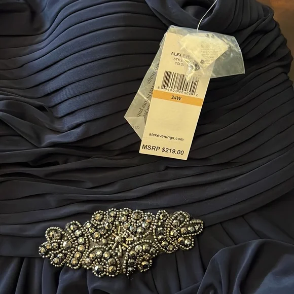Alex Evenings Cowl Neck Beaded Waist Gown